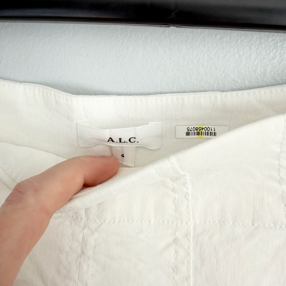 ALC Size 4 • White Eve Pleated Linen Blend Midi Skirt. - Picture 5 of 7